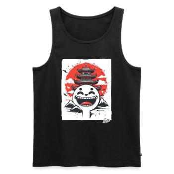 Japanische Berge: Shinto-Pagode lachendes Gesicht - Männer Premium Bio Tank Top - Schwarz - Vorne - AI Model Male 178 light (178cm)