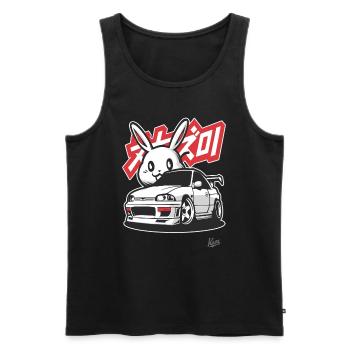 Chibi Japanischer JDM Street Racer: Auto und Hase - Männer Premium Bio Tank Top - Schwarz - Vorne - Michal (187cm)
