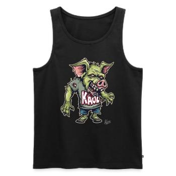 Freak Chaos : Cochon zombie - Débardeur bio Premium Homme - noir - Devant - Michal (187cm)