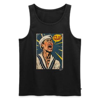Retro Vintage Cartoon Seemann: Es ist so eng! - Männer Premium Bio Tank Top - Schwarz - Vorne - Michal (187cm)