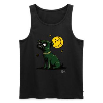 Tired Schnauzer: Dog with Moon and Stars - Men's Premium Organic Tank Top - black - Front - Michal (187cm)