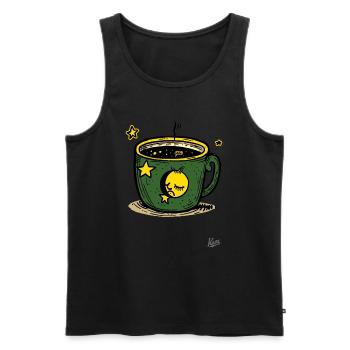Sleepy Coffee: Mug with Moon and Stars - Men's Premium Organic Tank Top - black - Front - AI Model Male 178 light (178cm)