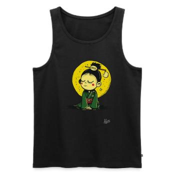 Sleepy and tired little cartoon girl - Men's Premium Organic Tank Top - black - Front - Michal (187cm)