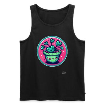 A plant with heart flowers - Men's Premium Organic Tank Top - black - Front - Michal (187cm)