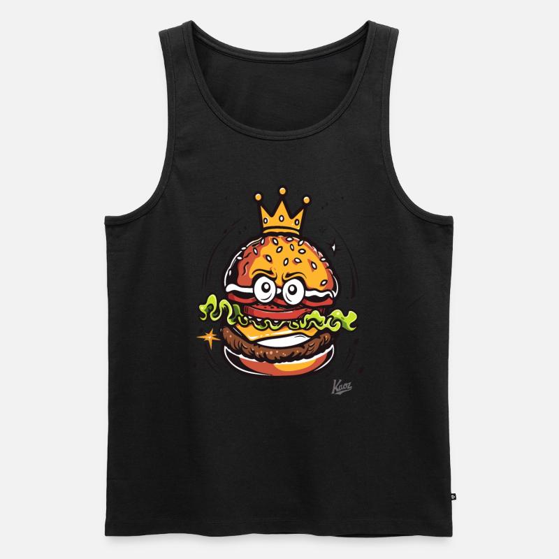 König mit einer Krone Burger - Männer Premium Bio Tank Top - Schwarz