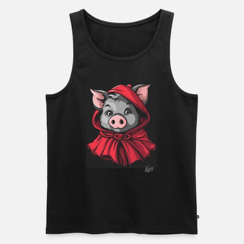 Das Märchen vom kleinen Rotkäppchen-Schwein - Männer Premium Bio Tank Top - Schwarz