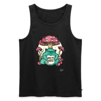 Fat Little Frog Monster and Mushrooms - Men's Premium Organic Tank Top - black - Front - Michal (187cm)