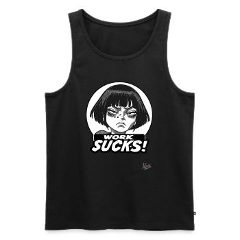 Fille de dessin animé japonais : le travail est ennuyeux - Débardeur bio Premium Homme - noir - Devant - AI Model Male 178 light (178cm)