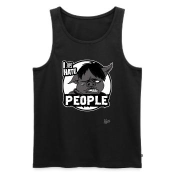Je déteste les gens, sarcasme porc - Débardeur bio Premium Homme - noir - Devant - AI Model Male 178 light (178cm)