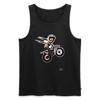 Super pilote de motocross fou de saut - Débardeur bio Premium Homme - noir - Devant - Michal (187cm)