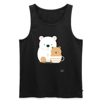 Big Bear and Little Bear in a Coffee Cup - Men's Premium Organic Tank Top - black - Front - Michal (187cm)