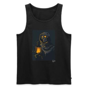 Dark Grim Reaper with Oil Lamp - Men's Premium Organic Tank Top - black - Front - AI Model Male 178 light (178cm)
