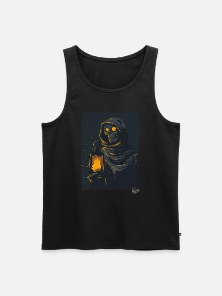 Dunkler Sensenmann mit Öllampe - Männer Premium Bio Tank Top - Schwarz