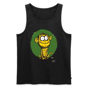 Unmögliche Cartoon-Tiere: Der Affe - Männer Premium Bio Tank Top - Schwarz - Vorne - AI Model Male 178 light (178cm)