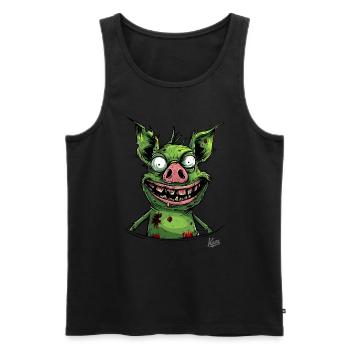 Funny Creepy Zombie Pig - Men's Premium Organic Tank Top - black - Front - Michal (187cm)