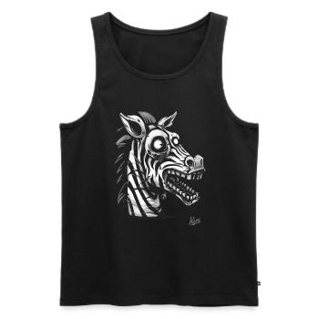 Fatigué malade drôle drôle zombie zèbre - Débardeur bio Premium Homme - noir - Devant - Michal (187cm)
