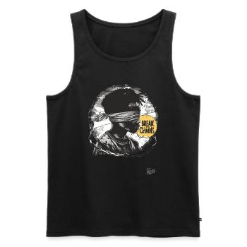Spreng die Ketten! - Männer Premium Bio Tank Top - Schwarz - Vorne - AI Model Male 178 light (178cm)