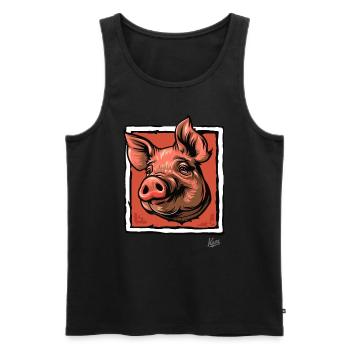 The Pig the Sow, Funny Pig's Head - Men's Premium Organic Tank Top - black - Front - AI Model Male 178 light (178cm)