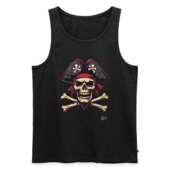 super cool drôle crâne pirate - Débardeur bio Premium Homme - noir - Devant - AI Model Male 178 light (178cm)