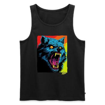 Loup en colère : Rage mordante - Débardeur bio Premium Homme - noir - Devant - AI Model Male 178 light (178cm)