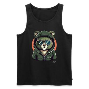 Sweat à capuche cool et lunettes de soleil Koala Bear - Débardeur bio Premium Homme - noir - Devant - AI Model Male 178 light (178cm)