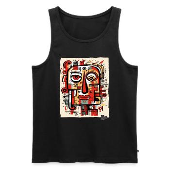 Art abstrait : Portrait de visage du cubisme moderne - Débardeur bio Premium Homme - noir - Devant - AI Model Male 178 light (178cm)