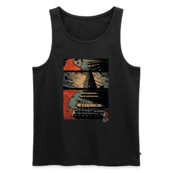 Zoom auf die Gitarre - Männer Premium Bio Tank Top - Schwarz - Vorne - AI Model Male 178 light (178cm)