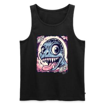 Dragon Dinosaure Dino dit bonjour - Débardeur bio Premium Homme - noir - Devant - AI Model Male 178 light (178cm)