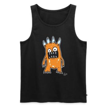 Orange drôle stupide monstre - Débardeur bio Premium Homme - noir - Devant - AI Model Male 178 light (178cm)