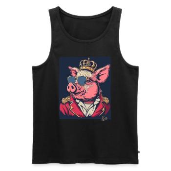 The Cool Pig King: King of the Pigs - Men's Premium Organic Tank Top - black - Front - Michal (187cm)