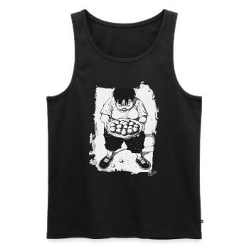 Garçon japonais avec un bol de boulettes de riz - Débardeur bio Premium Homme - noir - Devant - AI Model Male 178 light (178cm)