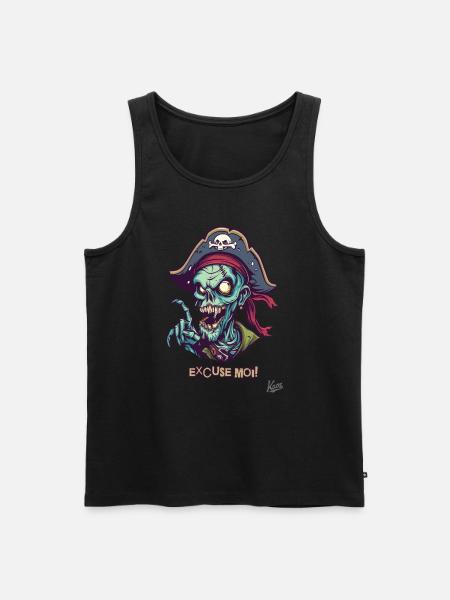 French Pirate Zombie: Excuse Moi - Men's Premium Organic Tank Top - black