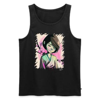 La Sakura Girl japonaise - Débardeur bio Premium Homme - noir - Devant - Michal (187cm)