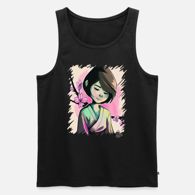Das Japanische Sakura-Mädchen - Männer Premium Bio Tank Top - Schwarz
