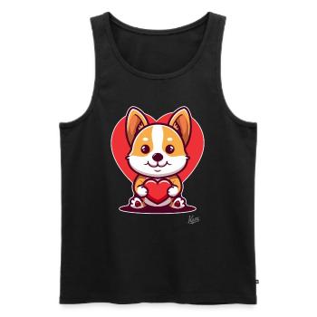 Un mignon petit chien avec un cœur - Débardeur bio Premium Homme - noir - Devant - Michal (187cm)