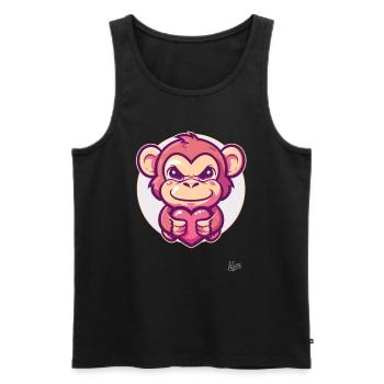 Süßer Affe mit Herz und Liebe - Männer Premium Bio Tank Top - Schwarz - Vorne - AI Model Male 178 light (178cm)