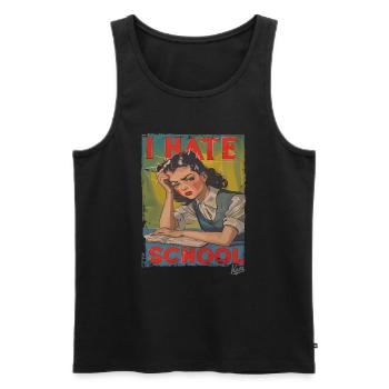 Desperate schoolgirl, I hate school - Men's Premium Organic Tank Top - black - Front - AI Model Male 178 light (178cm)