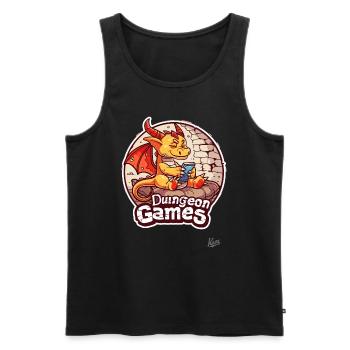 Little Cute Dragon Playing Dungeon Video Games - Men's Premium Organic Tank Top - black - Front - AI Model Male 178 light (178cm)