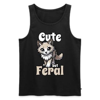 Niedliche, aber wilde Katze Lustig Entzückende Mieze Kavaii - Männer Premium Bio Tank Top - Schwarz - Vorne - AI Model Male 178 light (178cm)