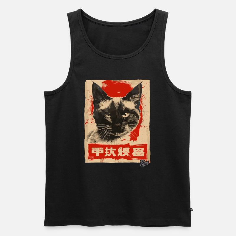 Propaganda-Stil: Siamesische Katze - Männer Premium Bio Tank Top - Schwarz