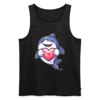 Mignon requin heureux avec un cœur pour l’amour - Débardeur bio Premium Homme - noir - Devant - Michal (187cm)