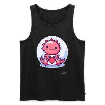 Cute Lucky Dino Dragon with Heart for Love - Men's Premium Organic Tank Top - black - Front - AI Model Male 178 light (178cm)