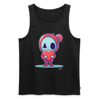 Poupée zombie heureuse avec coeur pour l’amour - Débardeur bio Premium Homme - noir - Devant - AI Model Male 178 light (178cm)