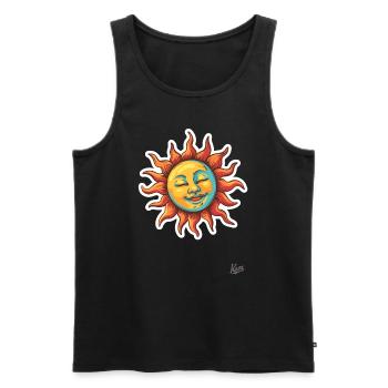 Fröhliche, entspannte Retro-Sonne - Männer Premium Bio Tank Top - Schwarz - Vorne - AI Model Male 178 light (178cm)