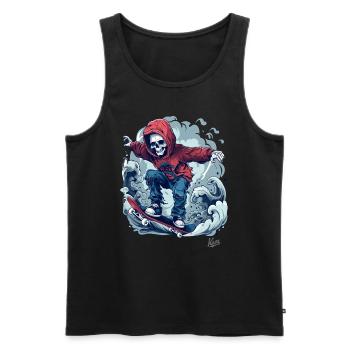 Cool skater skeleton skateboarding in the sky - Men's Premium Organic Tank Top - black - Front - Michal (187cm)