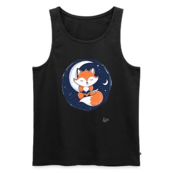 Cute little fox sleeping on the moon - Men's Premium Organic Tank Top - black - Front - AI Model Male 178 light (178cm)