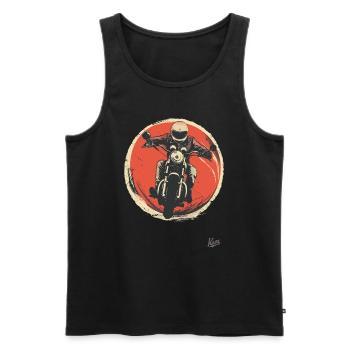 Motard rétro vintage old-school - Débardeur bio Premium Homme - noir - Devant - AI Model Male 178 light (178cm)
