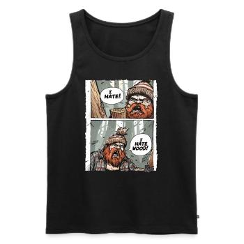 Genervter wütender Holzfäller – Ich hasse Holz - Männer Premium Bio Tank Top - Schwarz - Vorne - Michal (187cm)
