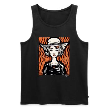 Eine Dame mit Hut - Männer Premium Bio Tank Top - Schwarz - Vorne - AI Model Male 178 light (178cm)