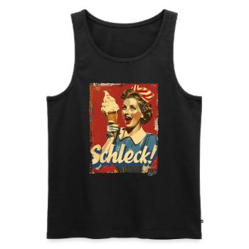Fröhliche 1950er-Hausfrau mit Eiscreme – Schleck! - Männer Premium Bio Tank Top - Schwarz - Vorne - AI Model Male 178 light (178cm)